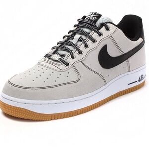 Nike Air Force 1 Low Pure Platinum White Gum Bottoms Black Accents
